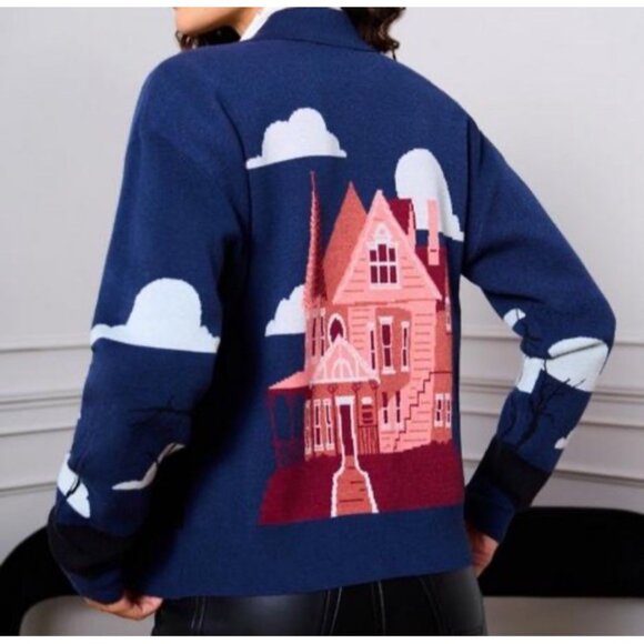 Coraline Clouds Scenic Women's Cardigan Size Medium - Picture 3 of 12